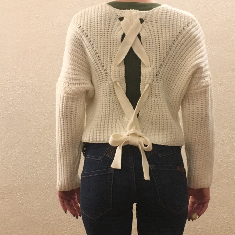 Missguided knitted sweater with lace up back!